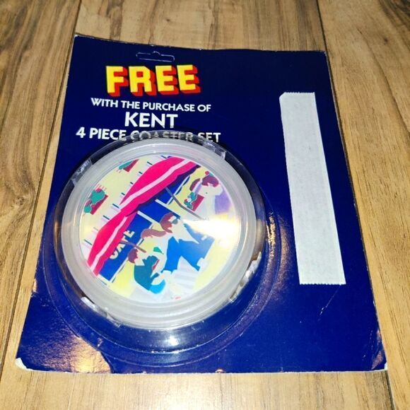 NEW Vintage Kent Coasters Set-4 Pieces in Package Tobacco Cigarette 1980's Promo - Picture 1 of 5